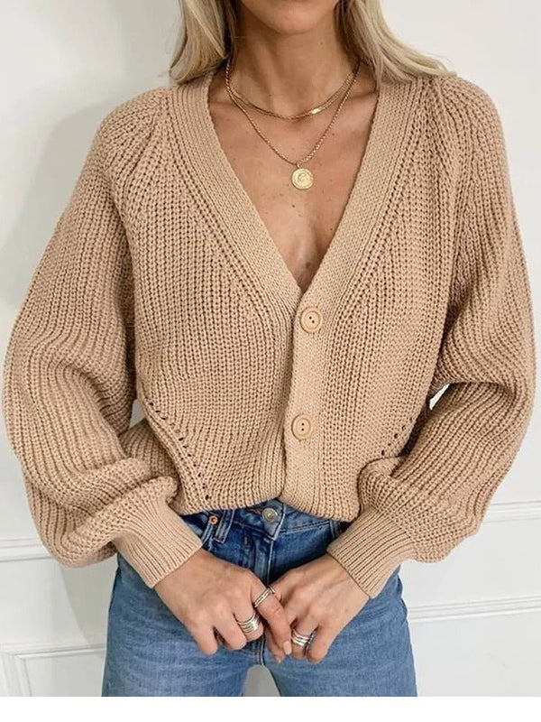 Damen Strickjacke mit Puffärmeln - Livezo