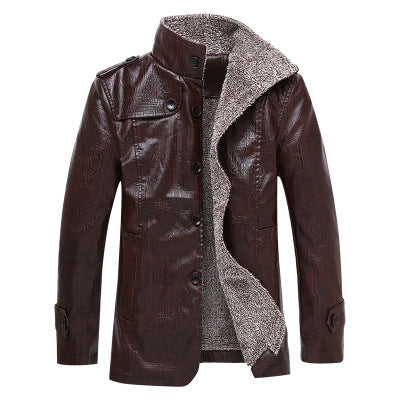 Faux Leather Jacket with Warm Fleece Lining