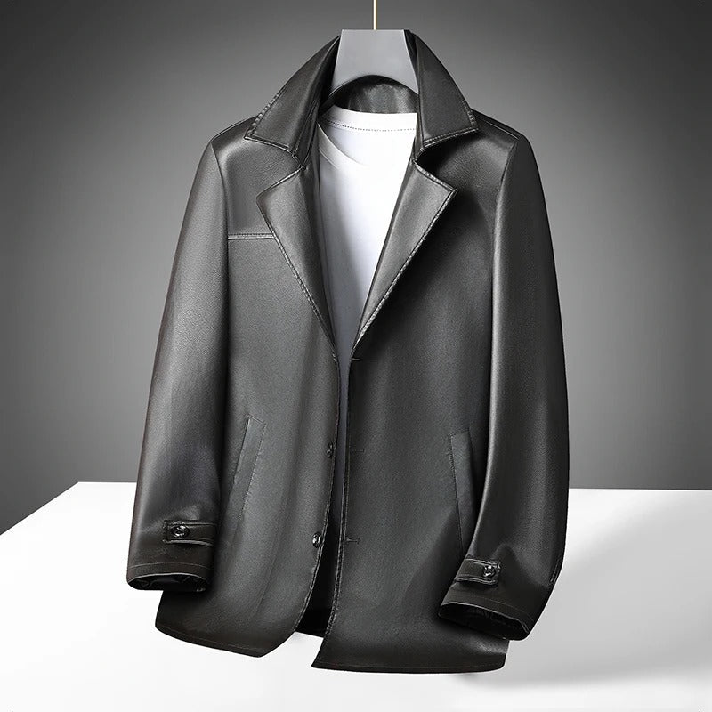 Elegant Faux Leather Coat - Harren Cole