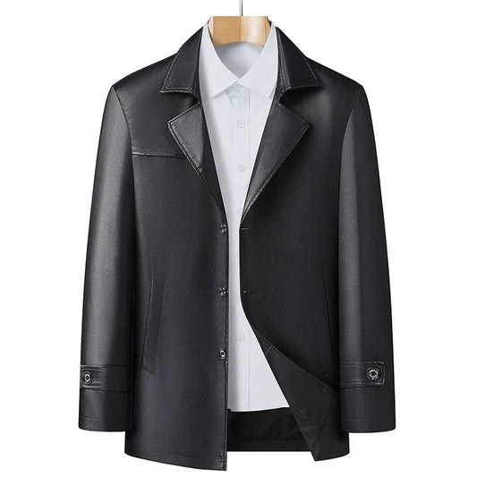 Elegant Faux Leather Coat - Harren Cole