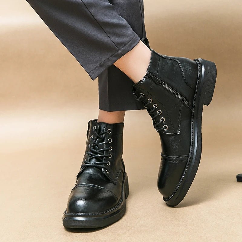Elegant Lace - Up Boots with Side Zipper - Harren Cole