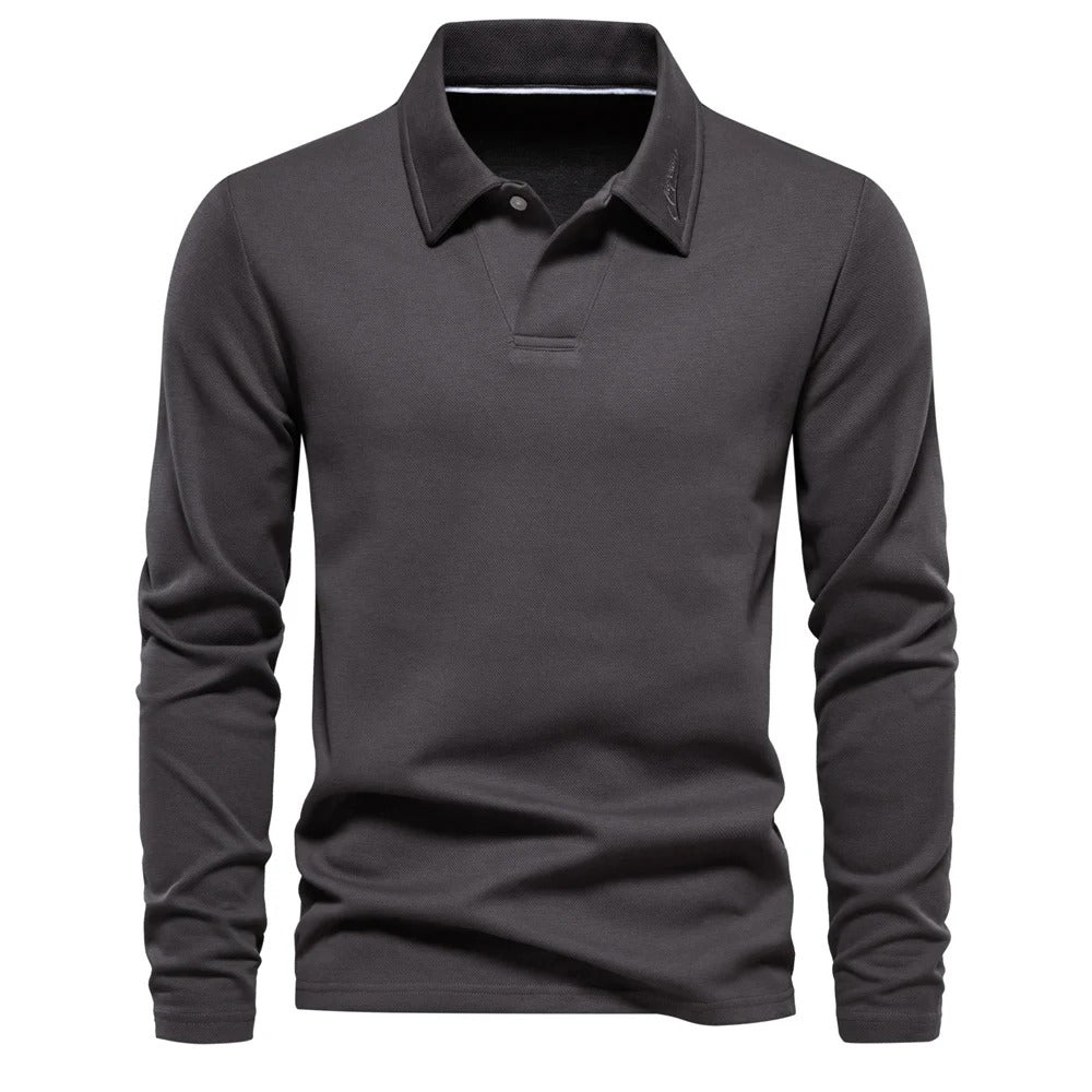 Elegant Long Sleeve Polo Shirt for Men - Harren Cole