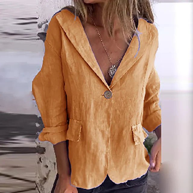 Erika - Lässiger Blazer aus Baumwolle und Leinen für Frauen - Livezo