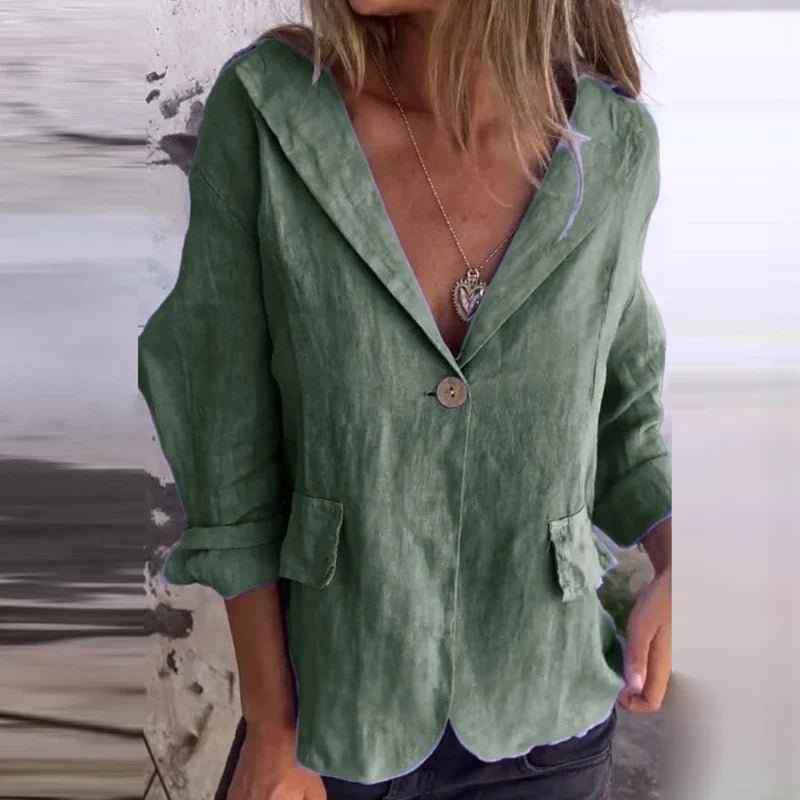 Erika - Lässiger Blazer aus Baumwolle und Leinen für Frauen - Livezo