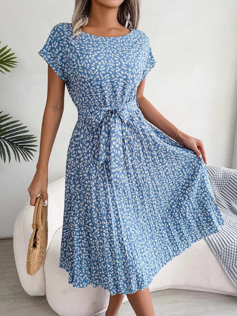 Eva - Fashion Floral Plissee A Line Langes Kleid - Livezo