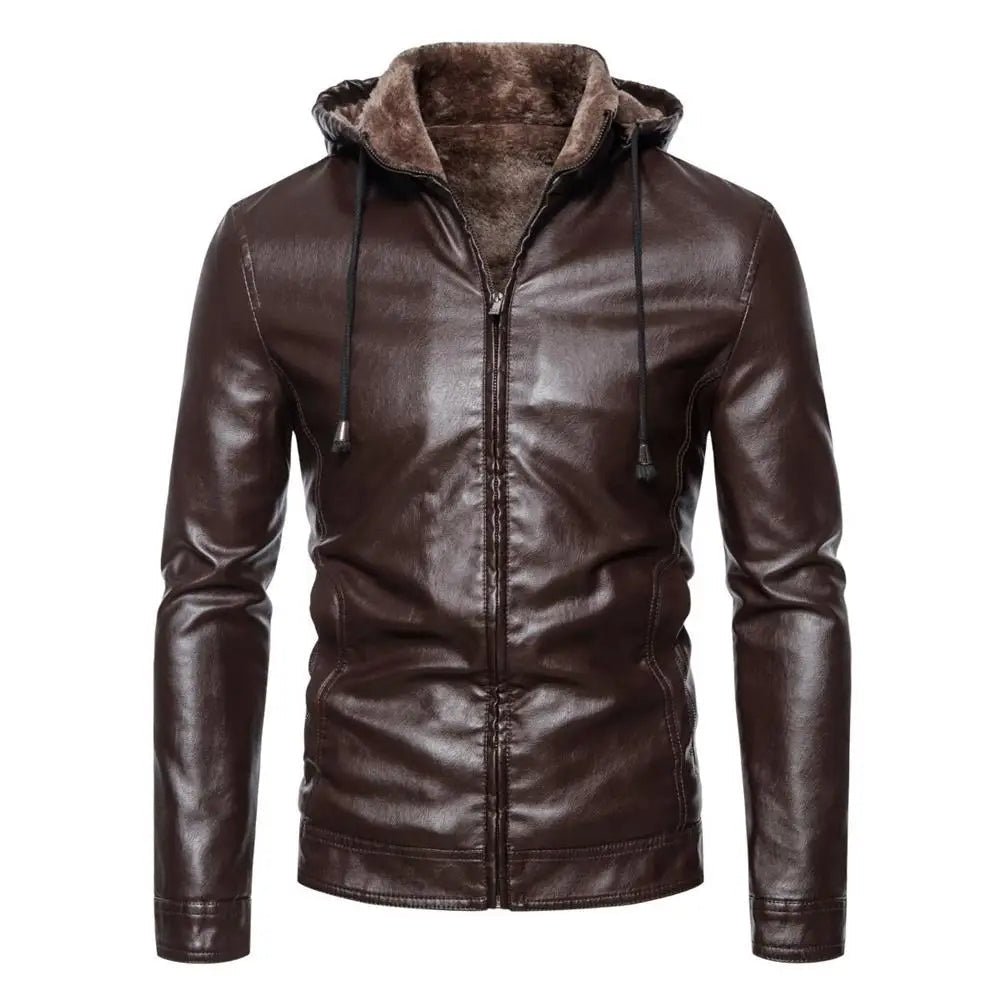 Faux Leather Hooded Jacket - Harren Cole