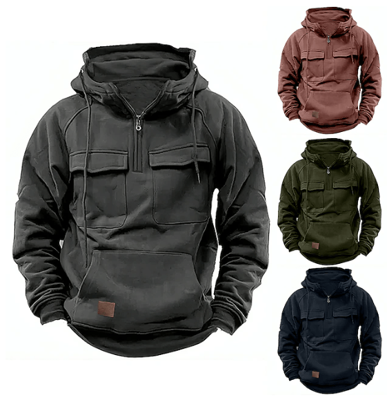 Felix - Herren Lässiger Kapuzenpullover mit Viertelreißverschluss [Letzter Tag Rabatt] - Livezo