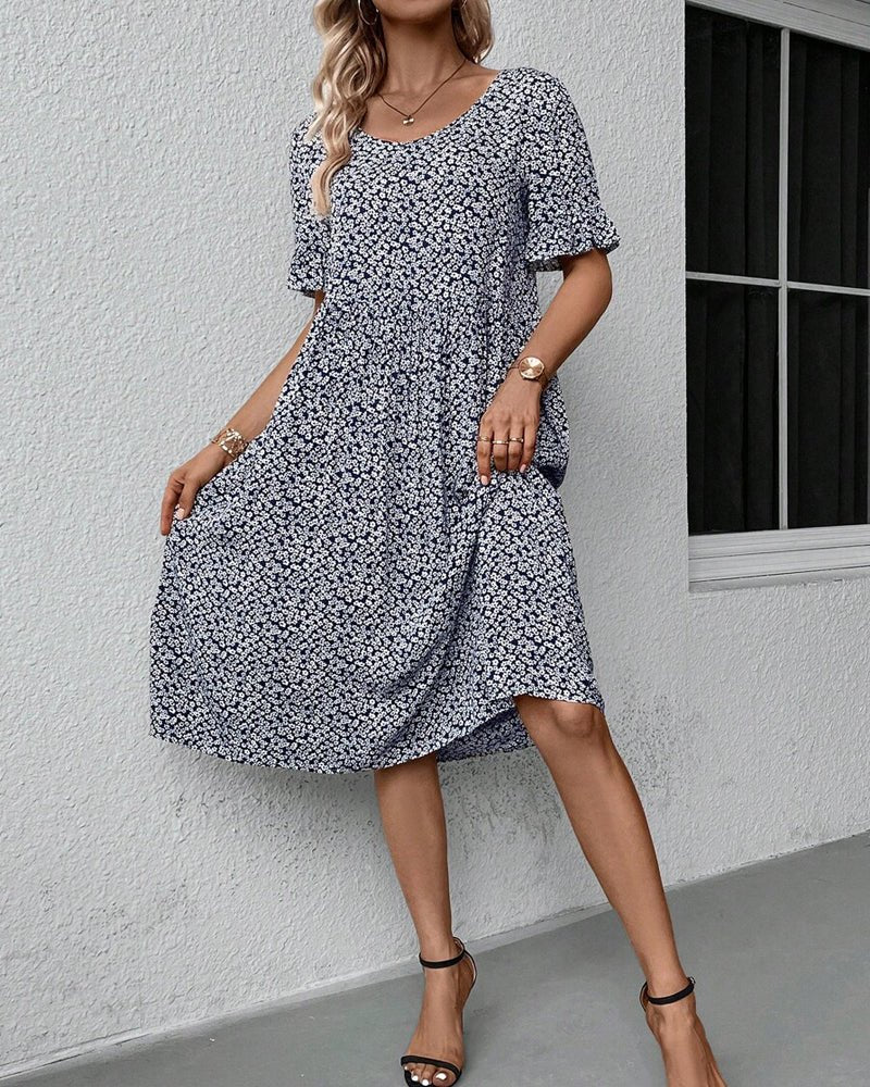 Fleur - Floral Midi Dress - Mühelose Eleganz in jeder Blüte. - Livezo