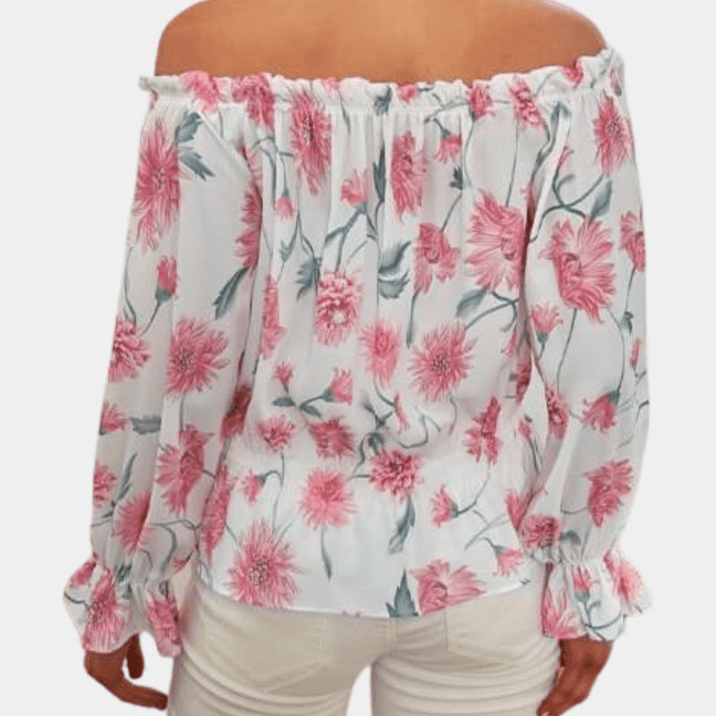 Florale Schulterfreie Bluse mit Puffärmeln - Livezo