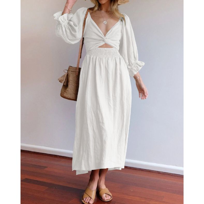 Französisches Kleid mit Rüschärmeln - Livezo