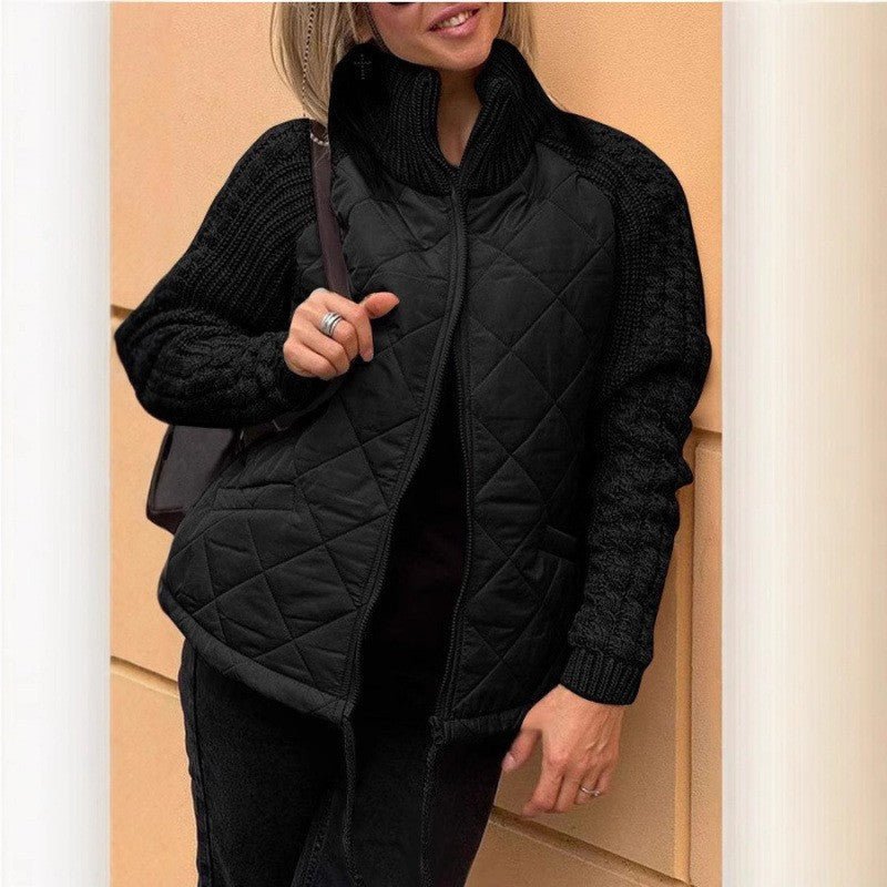 Gemütliche Steppjacke mit Strickärmeln für Damen - Livezo