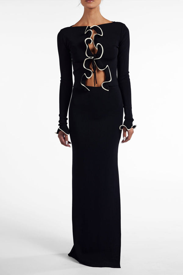 Gemütliche Strickjacke mit Rüschen und Bindeband vorne - Livezo