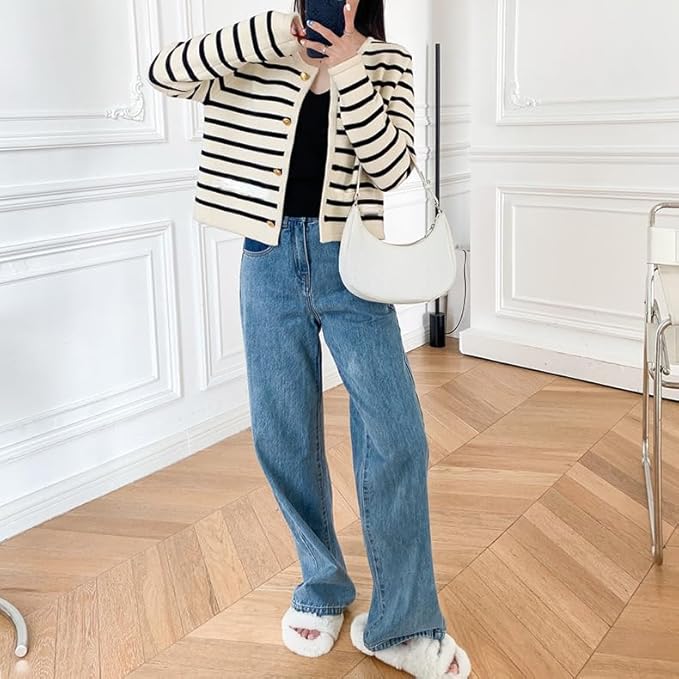 Gemütlicher gestreifter Strickpullover für den Herbst - Livezo