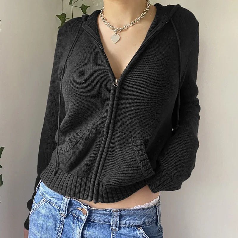 Gemütlicher Kapuzenstrickcardigan mit Knopfleiste vorne - Livezo