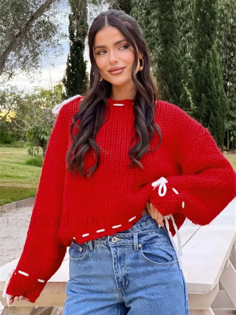 Gemütlicher Strickpullover mit Kontrastdetail - Livezo