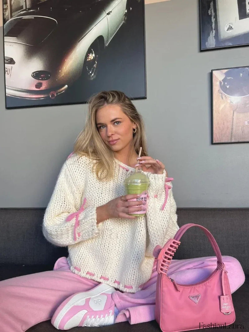 Gemütlicher Strickpullover mit Kontrastdetail - Livezo