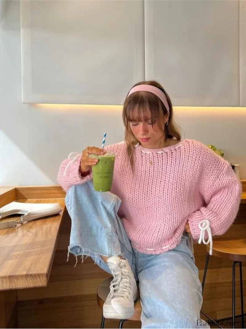 Gemütlicher Strickpullover mit Kontrastdetail - Livezo