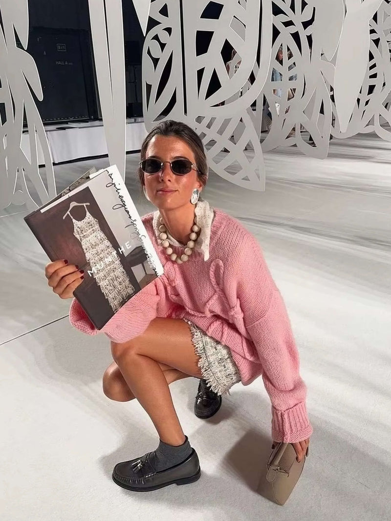 Gemütlicher übergroßer Pullover mit eleganten Stickereidetails - Livezo