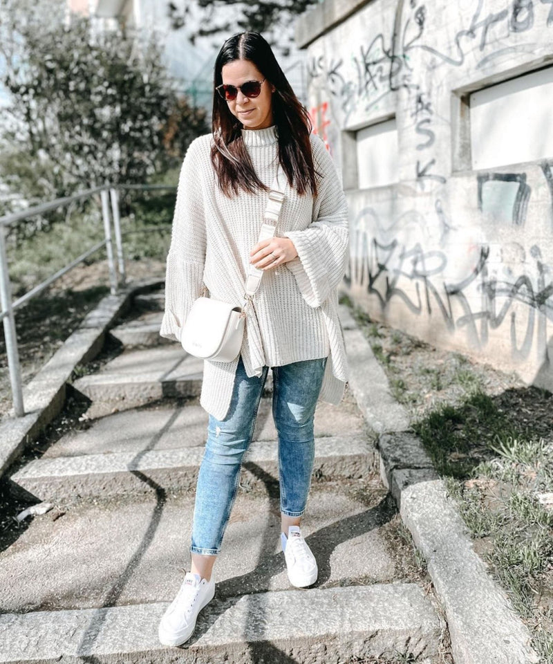 Gemütlicher übergroßer Strickpullover in sanftem Beige - Livezo