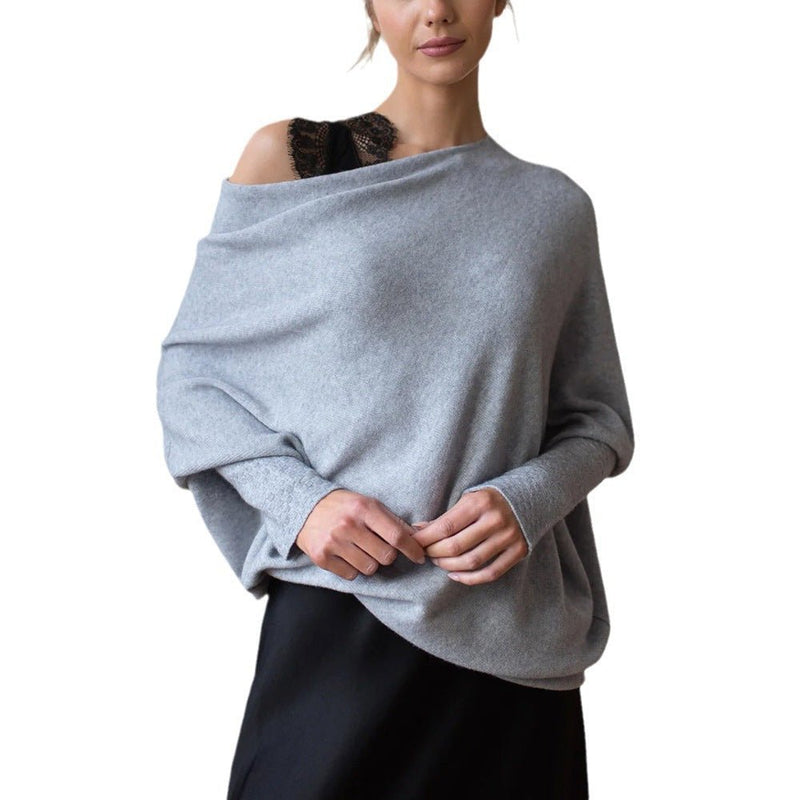 Gemütlicher übergroßer Strickpullover mit Carmenausschnitt - Livezo