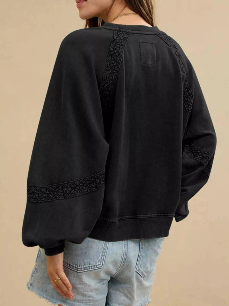 Gemütliches Sweatshirt mit Spitzenbesatz für lässig - schicke Looks - Livezo