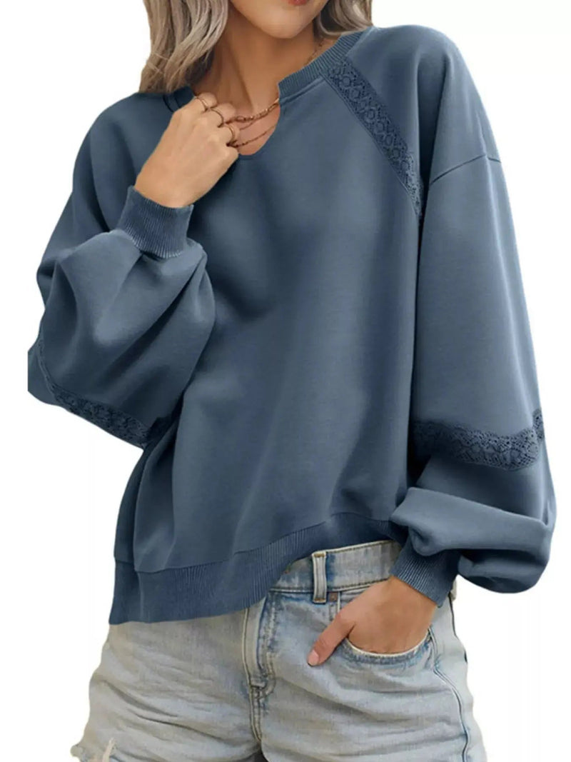 Gemütliches Sweatshirt mit Spitzenbesatz für lässig - schicke Looks - Livezo