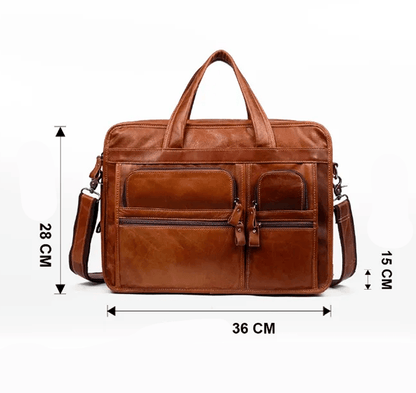 Genuine Leather Briefcase Shoulder Bag - Harren Cole