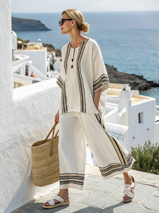 Gestreifter Retro - Zweiteiler mit Oversize - Top & Hose - Livezo