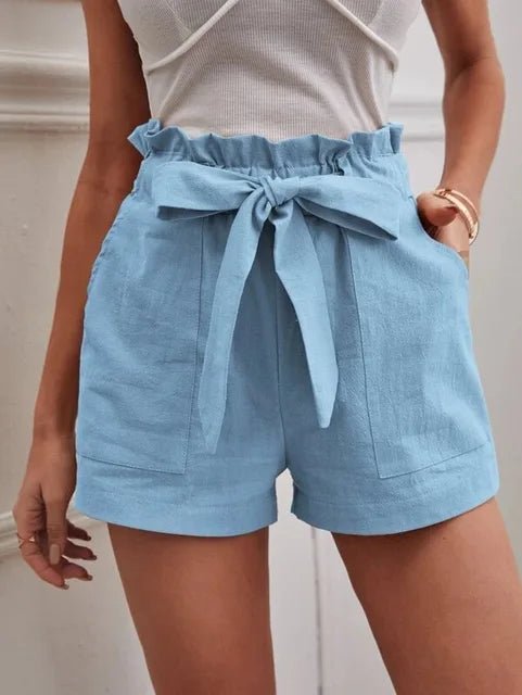 Hochtaillierte Shorts mit Bindegürtel für Damen - Livezo
