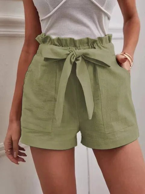 Hochtaillierte Shorts mit Bindegürtel für Damen - Livezo
