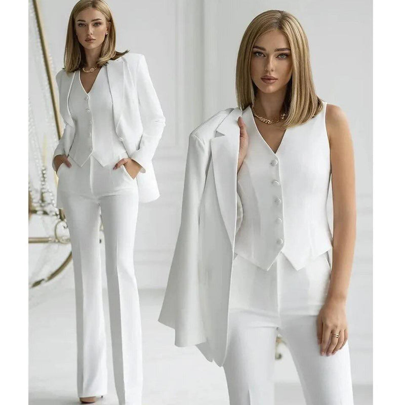 Hosenanzug Damen | 3 - teiliges Set – Blazer, Weste & Hose - Livezo