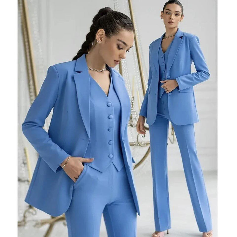Hosenanzug Damen | 3 - teiliges Set – Blazer, Weste & Hose - Livezo
