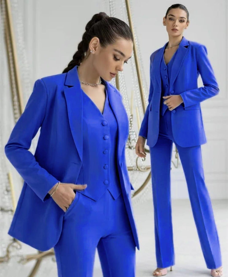 Hosenanzug Damen | 3 - teiliges Set – Blazer, Weste & Hose - Livezo