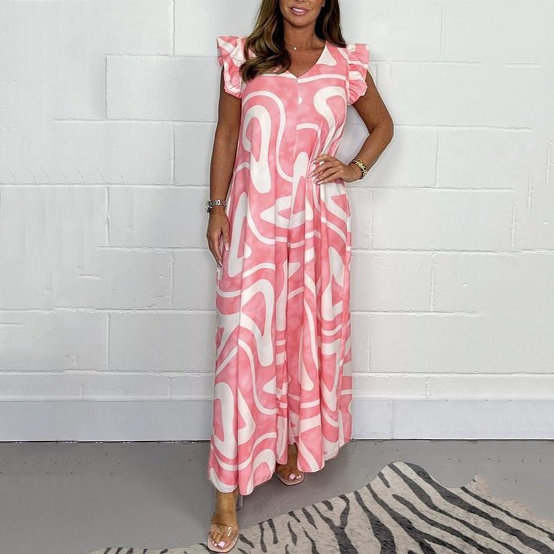 Jumpsuit mit Rüschen und geometrischen Prints - Livezo