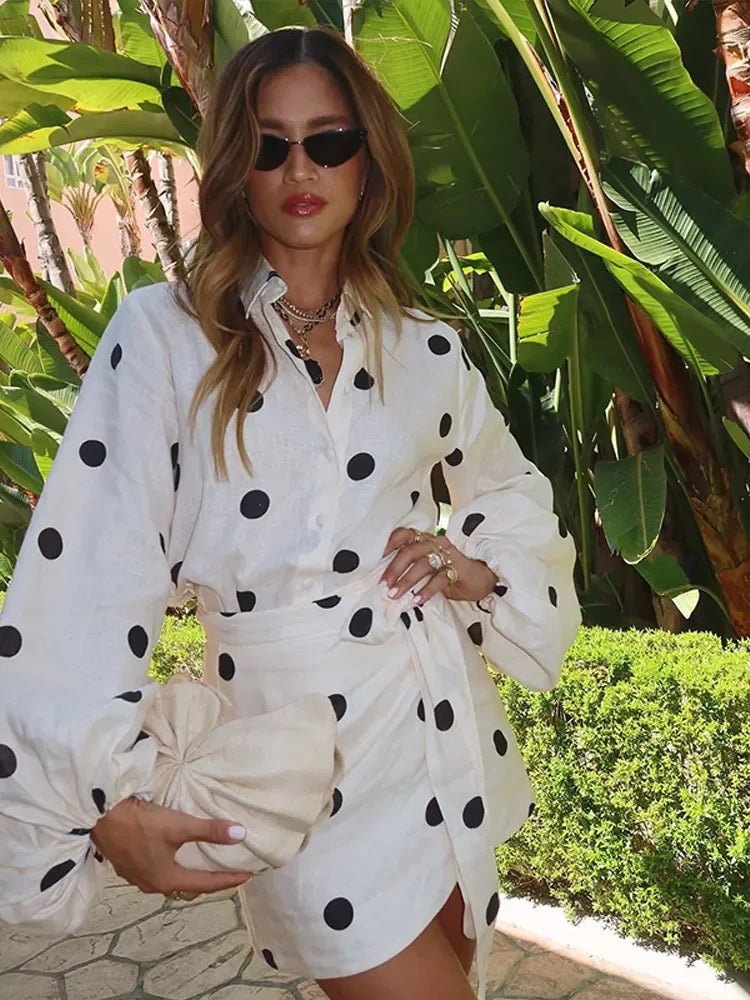 Kleid aus Leinenmischung mit Punkten - Livezo