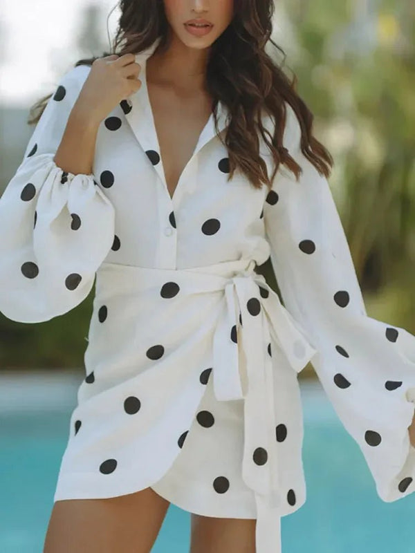 Kleid aus Leinenmischung mit Punkten - Livezo