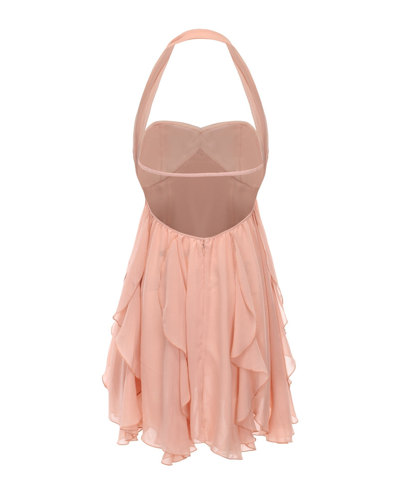 Kleid mit Blumenmuster und Neckholder - Ausschnitt - Livezo