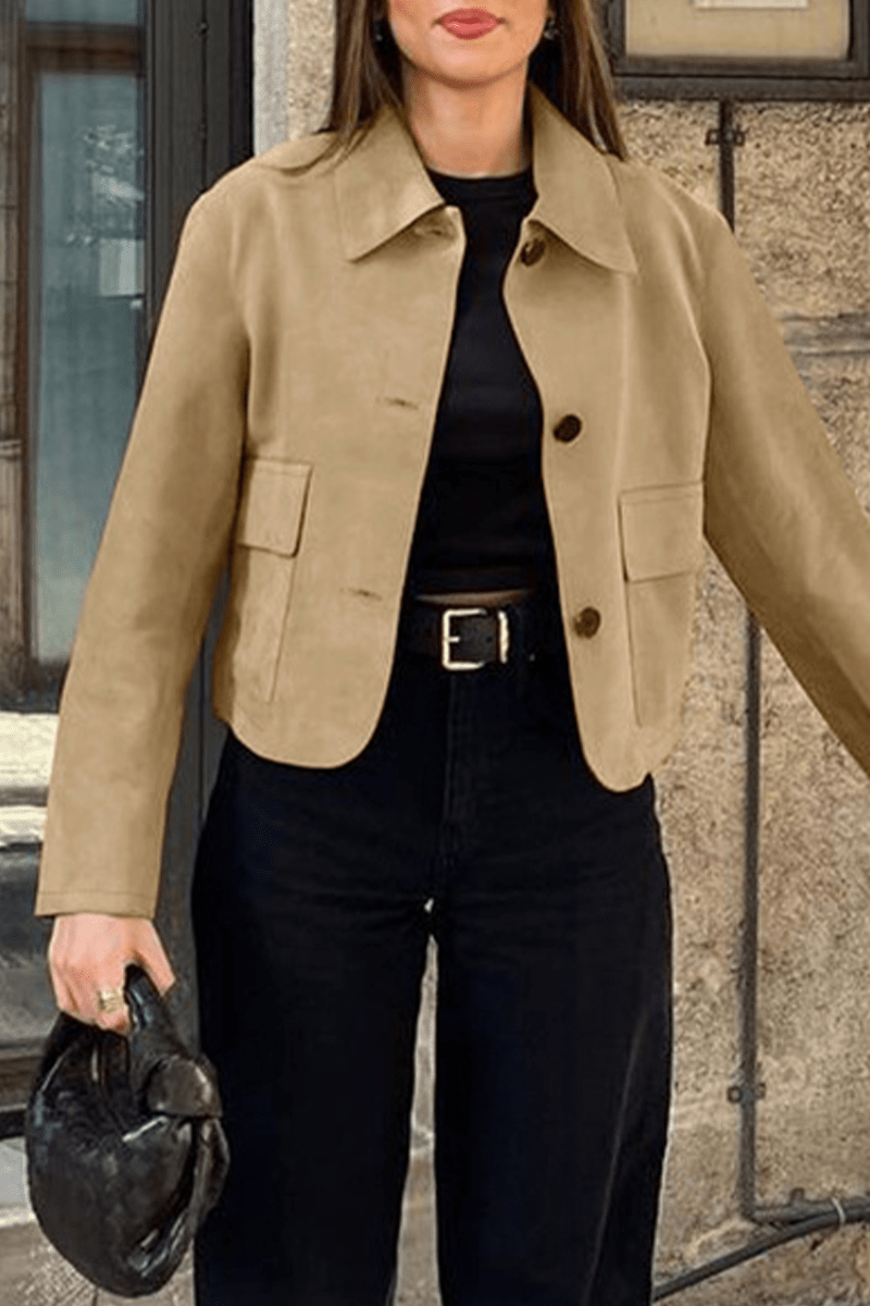 Lässige Jacke mit durchgeknöpftem Hemdkragen - Livezo