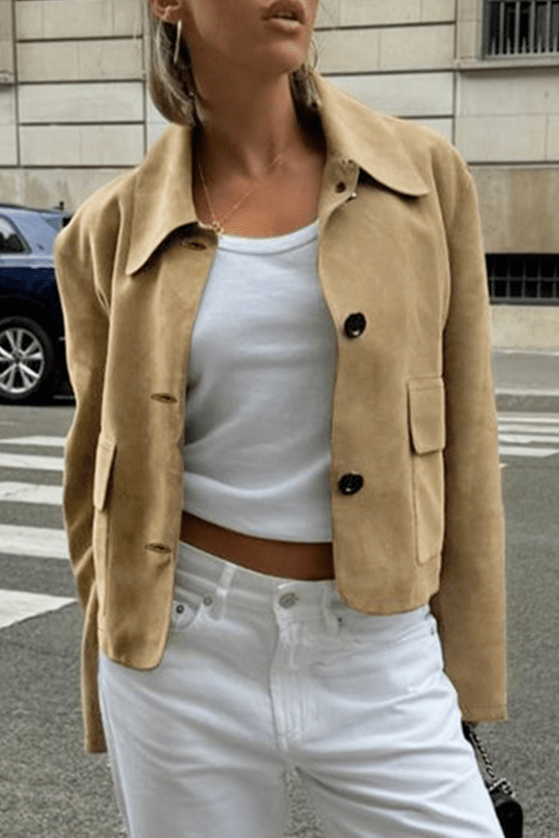 Lässige Jacke mit durchgeknöpftem Hemdkragen - Livezo