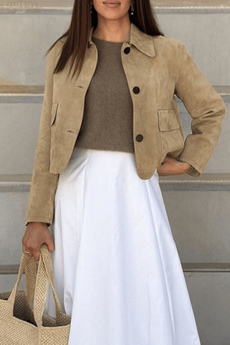 Lässige Jacke mit durchgeknöpftem Hemdkragen - Livezo