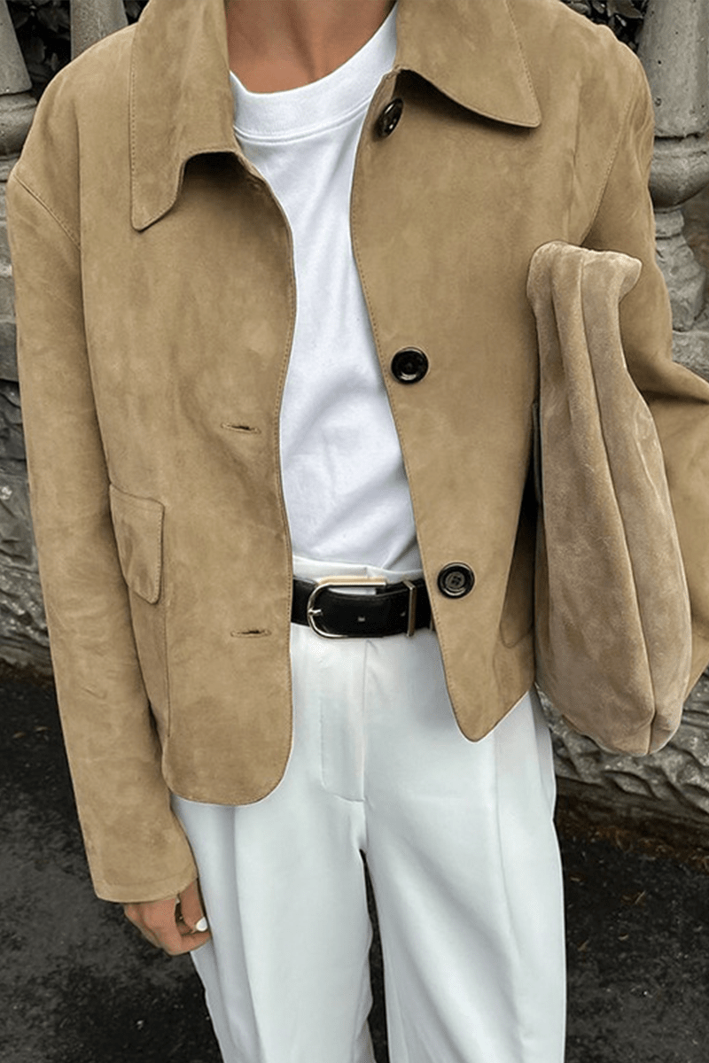 Lässige Jacke mit durchgeknöpftem Hemdkragen - Livezo