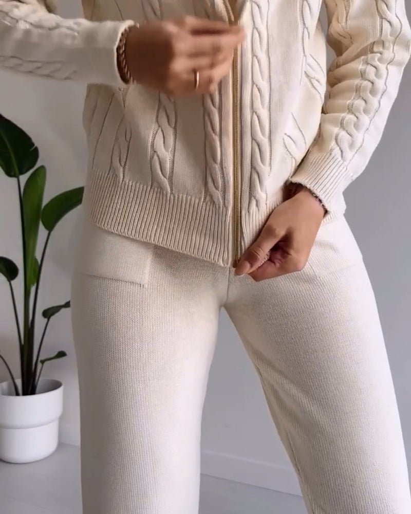 Legeres Jacquard - Strickjacken - Set mit Twist - Design - Livezo