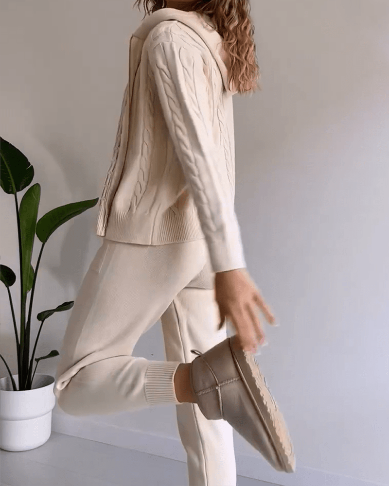 Legeres Jacquard - Strickjacken - Set mit Twist - Design - Livezo