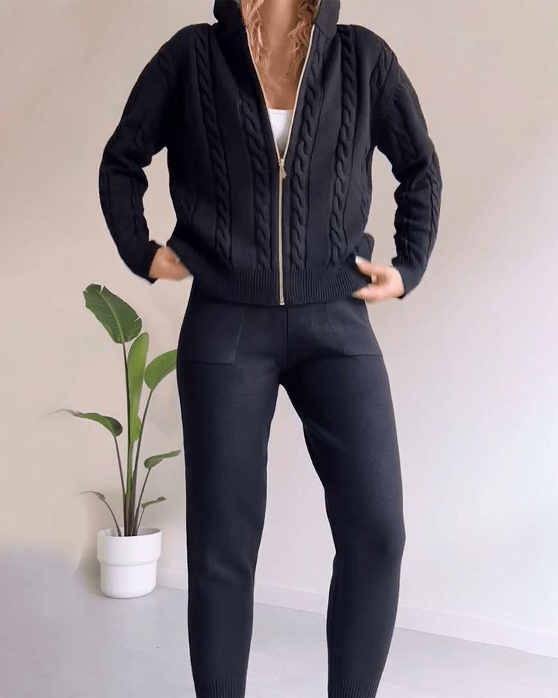 Legeres Jacquard - Strickjacken - Set mit Twist - Design - Livezo