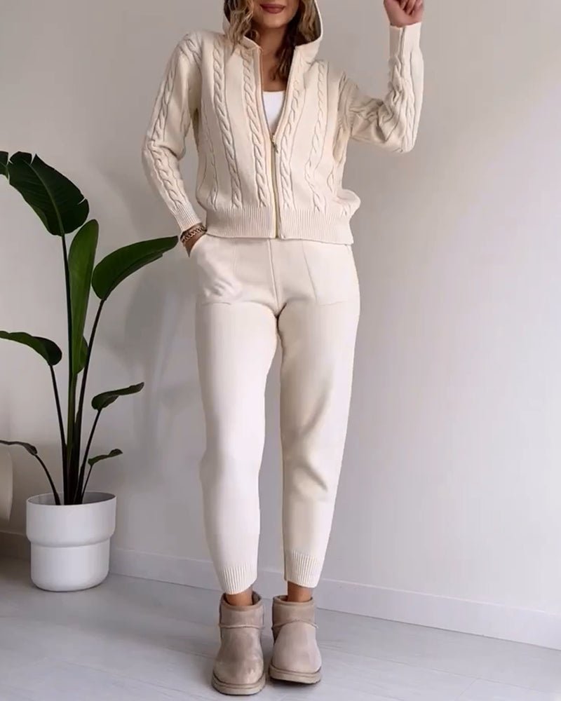 Legeres Jacquard - Strickjacken - Set mit Twist - Design - Livezo