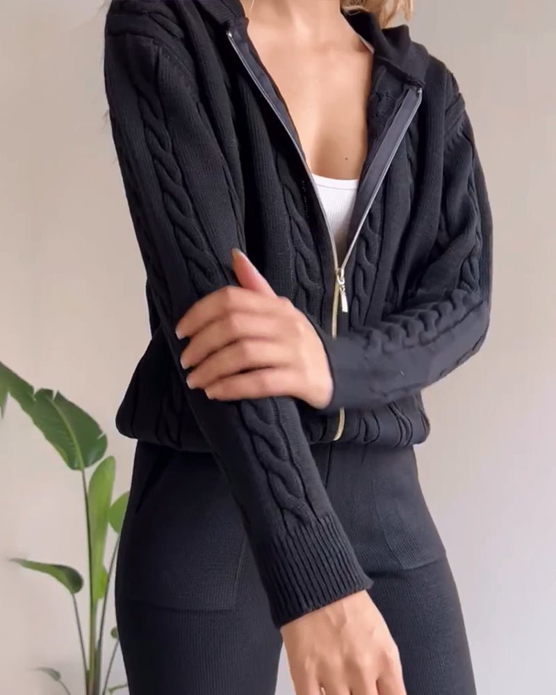 Legeres Jacquard - Strickjacken - Set mit Twist - Design - Livezo