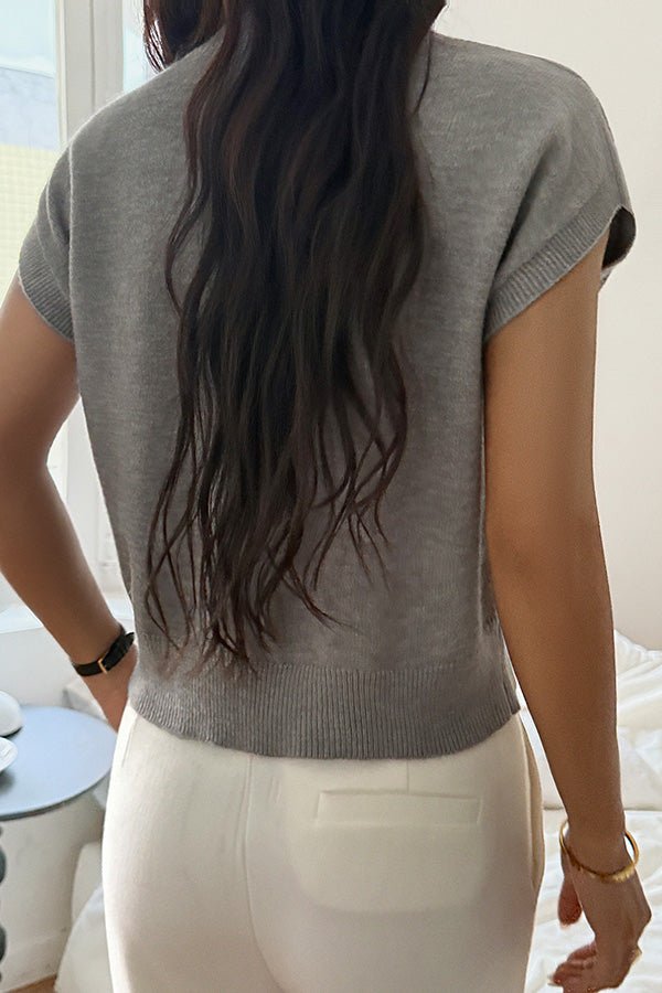 Legeres locker sitzendes Strickweste mit V - Ausschnitt - Livezo