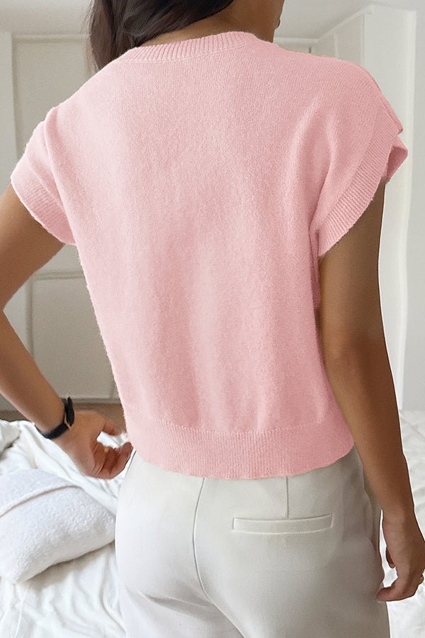 Legeres locker sitzendes Strickweste mit V - Ausschnitt - Livezo