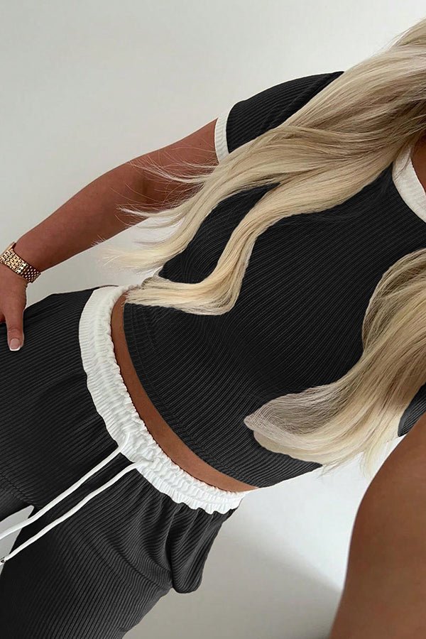 Legeres zweiteiliges Set mit Rundhalsausschnitt und Hose mit elastischem Bund - Livezo