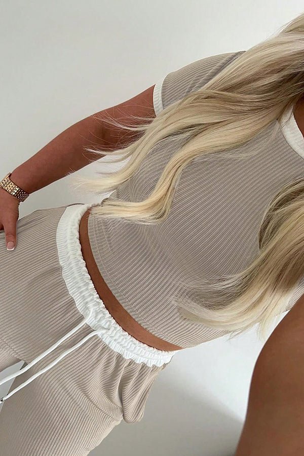 Legeres zweiteiliges Set mit Rundhalsausschnitt und Hose mit elastischem Bund - Livezo